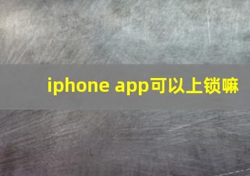 iphone app可以上锁嘛